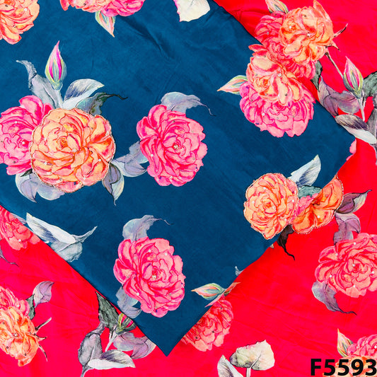 Digital Print Cut Dana Pearl Sequins Work Crepe Fabric-F5593