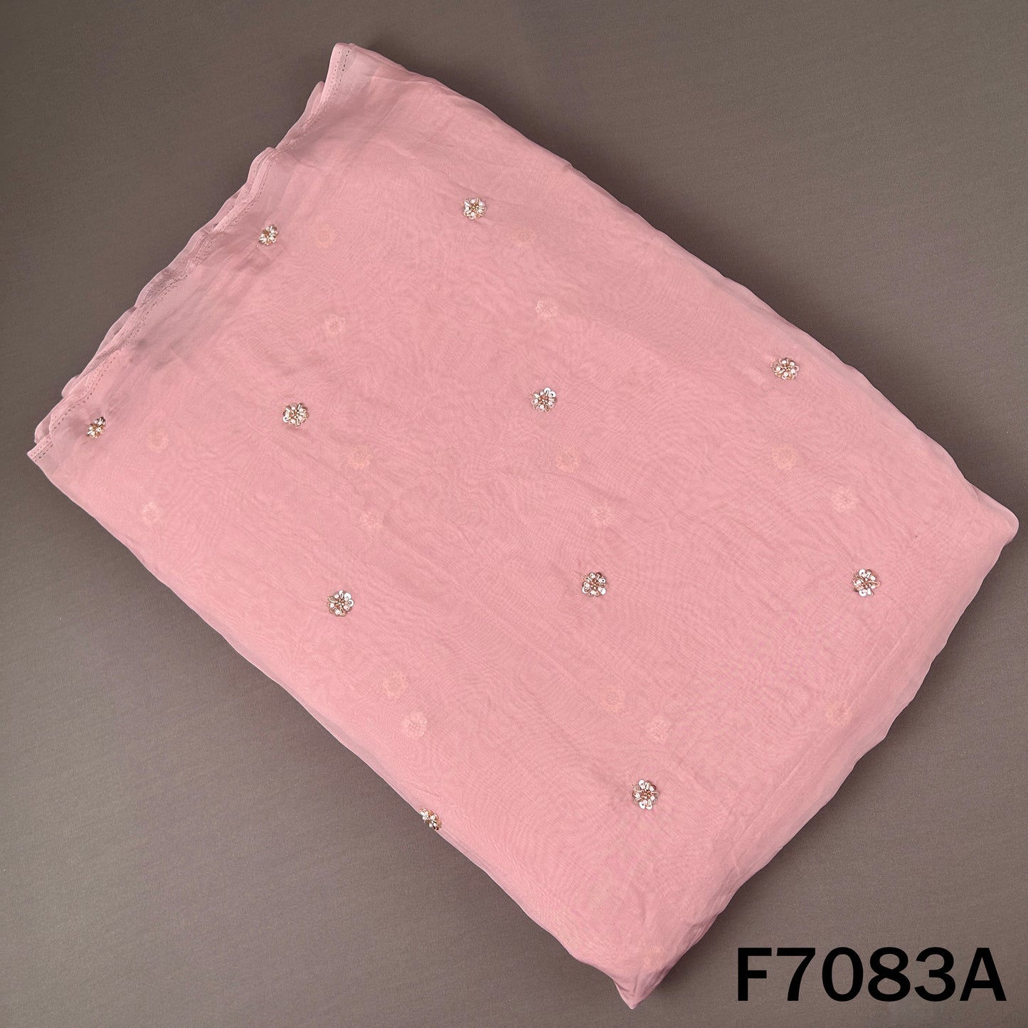 Cut Dana Pearl Sequins Work Organza Fabric - F7083