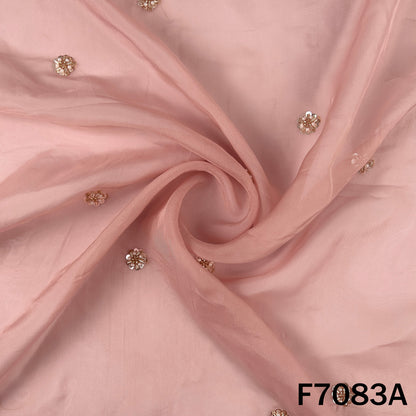 Cut Dana Pearl Sequins Work Organza Fabric - F7083