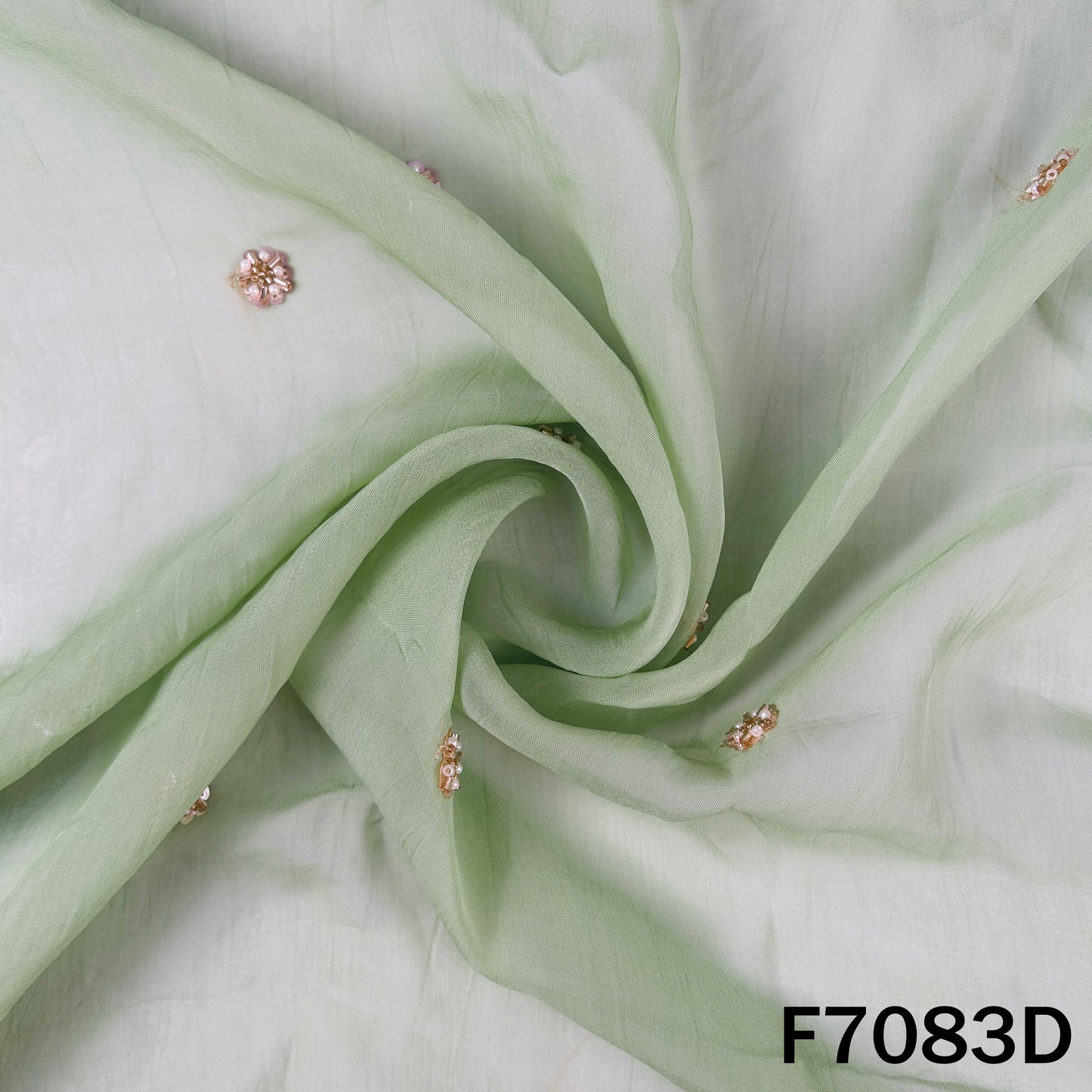 Cut Dana Pearl Sequins Work Organza Fabric - F7083