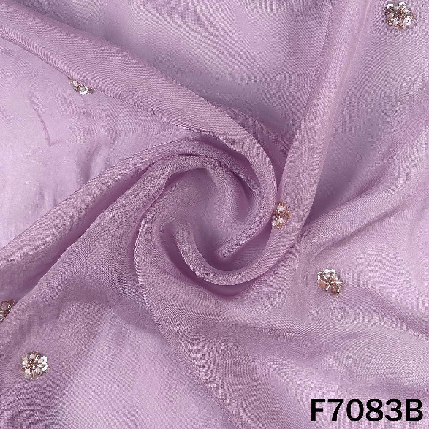 Cut Dana Pearl Sequins Work Organza Fabric - F7083