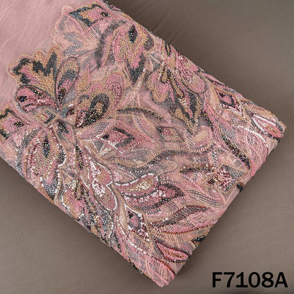 Cut Dana Sequins Crystal Beads Embroidered Net Fabric - F7108