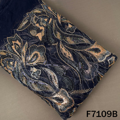 Cut Dana Sequins Crystal Beads Embroidered Net Fabric - F7109