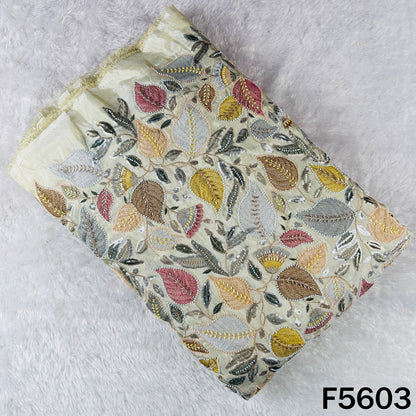 Dyeable Cut dana Zari Sequins Thread Embroidered Shimmer Tissue Fabric - F5603