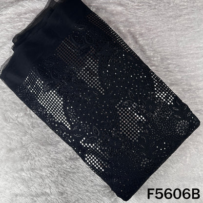Cut Work Faux Mirror Thread Sequins Embroidered Net Fabric - F5606