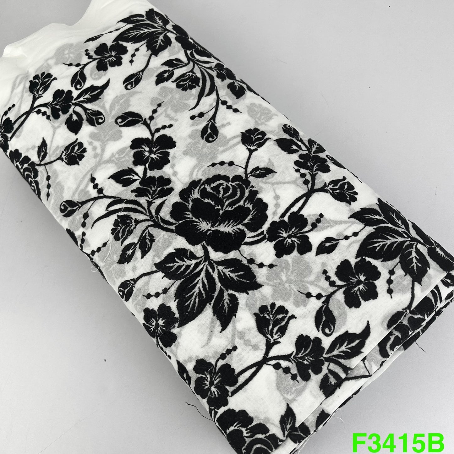 Thread Embroidered Cotton Fabric-F3415