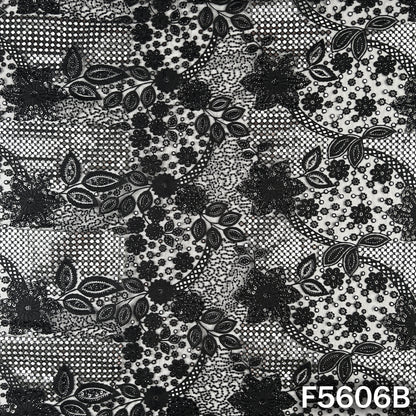 Cut Work Faux Mirror Thread Sequins Embroidered Net Fabric - F5606