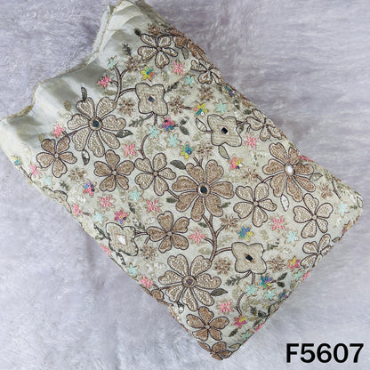 Dyeable Cut Dana Faux Mirror Zari Sequins Embroidered Shimmer Tissue Fabric - F5607