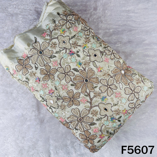 Dyeable Cut Dana Faux Mirror Zari Sequins Embroidered Shimmer Tissue Fabric - F5607