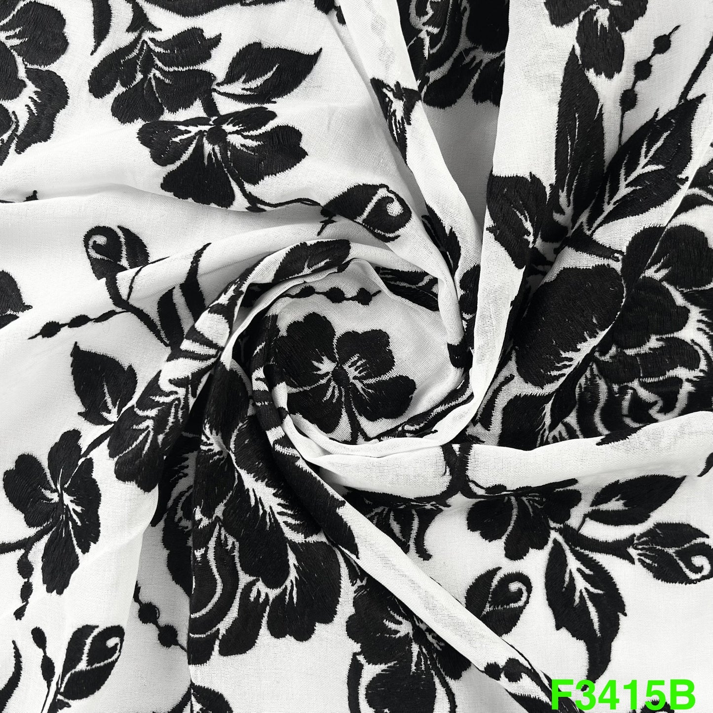 Thread Embroidered Cotton Fabric-F3415