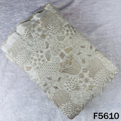 Dyeable Cut Dana Zari Sequins Embroidered Shimmer Tissue Fabric - F5610