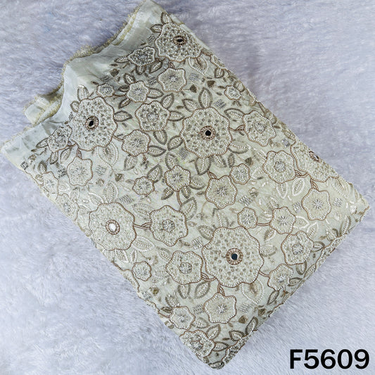 Dyeable Cut Dana Faux Mirror Zari Sequins Embroidered Shimmer Tissue Fabric - F5609