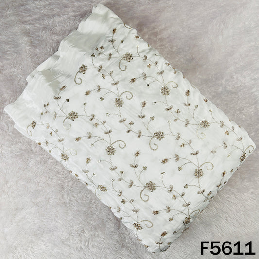 Dyeable Cut Dana Zari Sequins Embroidered Crepe Fabric - F5611