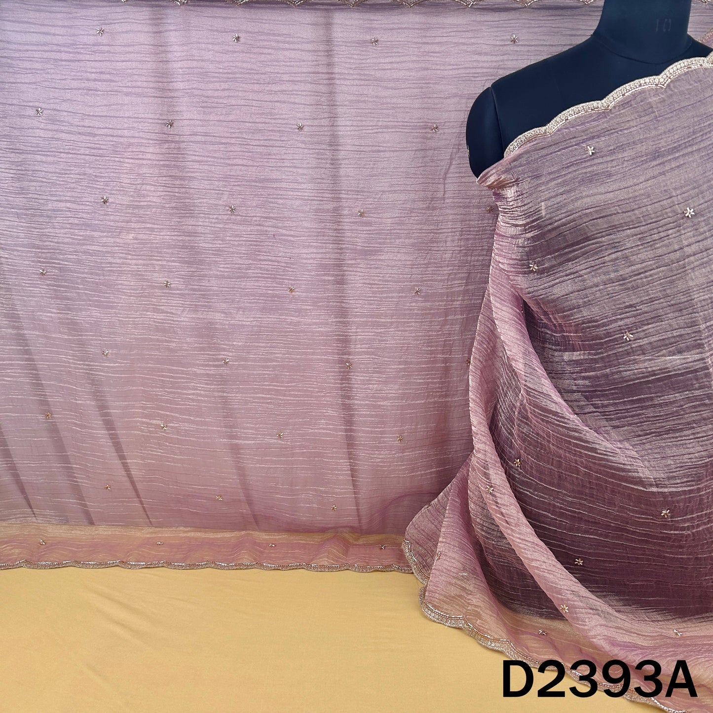 Cut Dana Sequins Zari Work Crush Tissue Dupatta - D2393