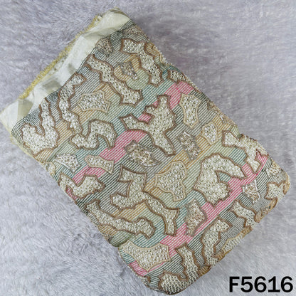 Cut Dana Thread Zari Sequins Pearl Embroidered Shimmer Tissue Fabric - F5616