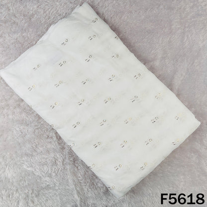 Dyeable Thread Sequins Work Georgette Fabric - F5618