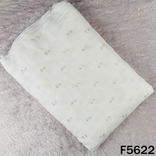 Dyeable Thread Sequins Work Georgette Fabric - F5622