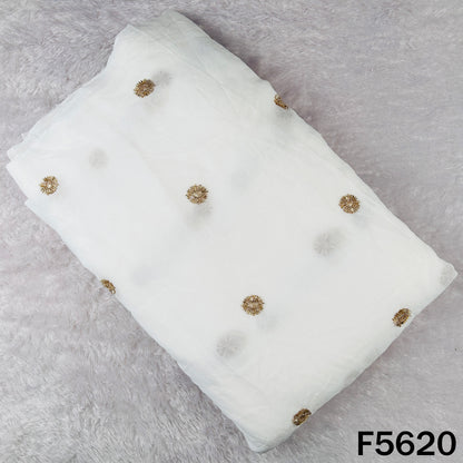 Dyeable Cut Dana Thread Sequins Work Georgette Fabric - F5620