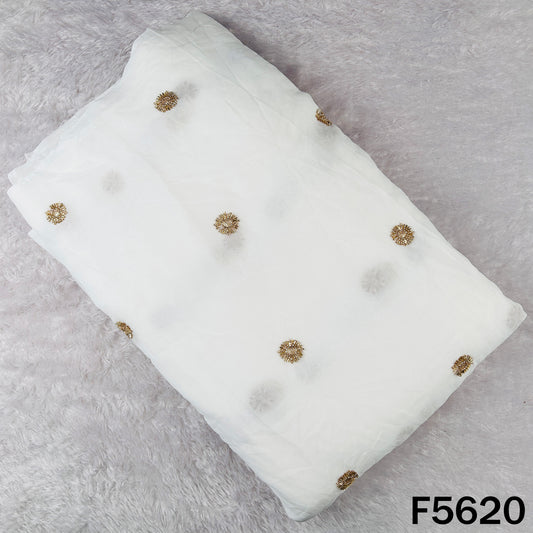 Dyeable Cut Dana Thread Sequins Work Georgette Fabric - F5620