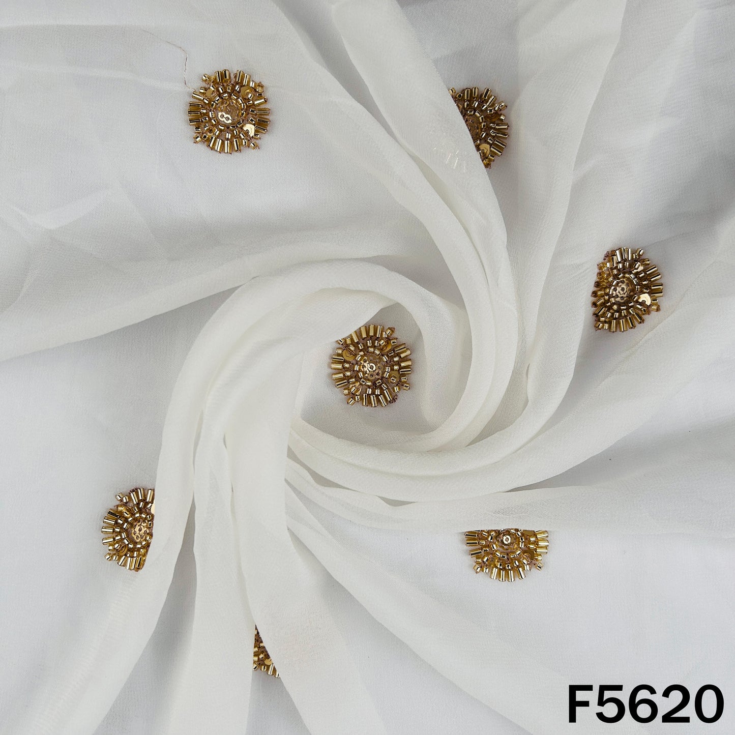 Dyeable Cut Dana Thread Sequins Work Georgette Fabric - F5620