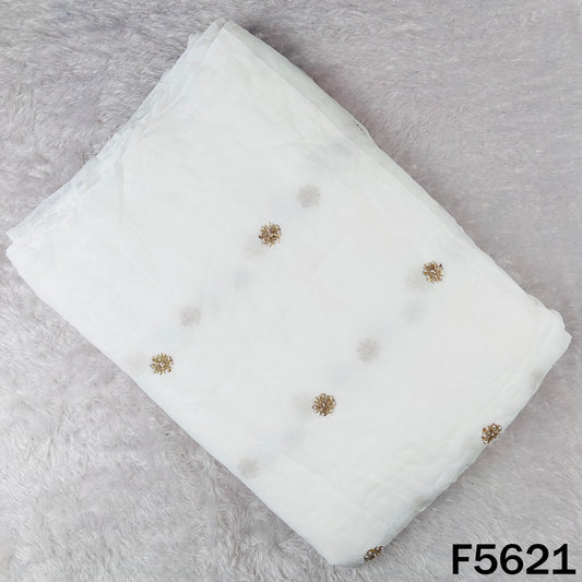 Dyeable Cut Dana Sequins Pearl Work Georgette Fabric - F5621