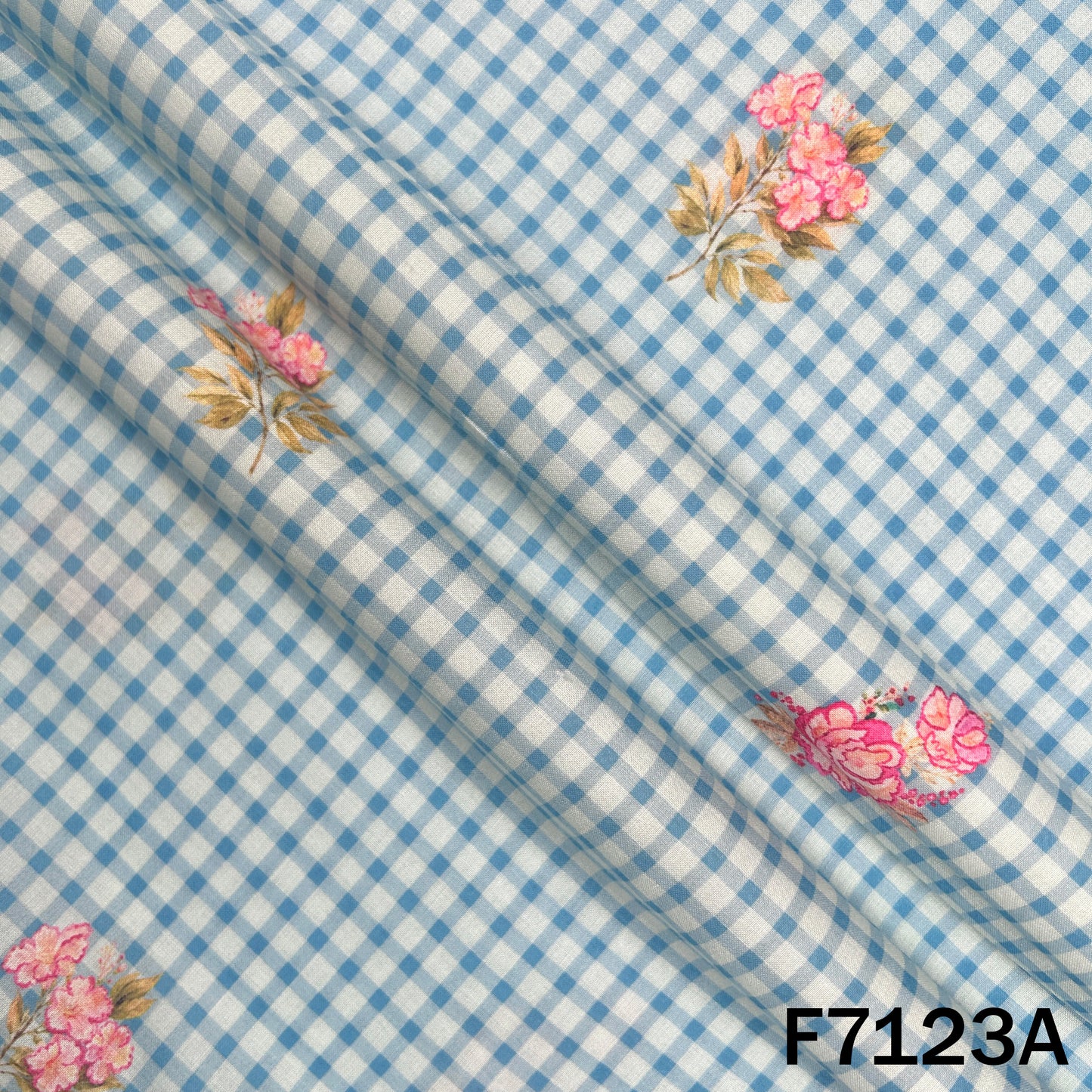 Check Print Cambric Cotton Fabric - F7123
