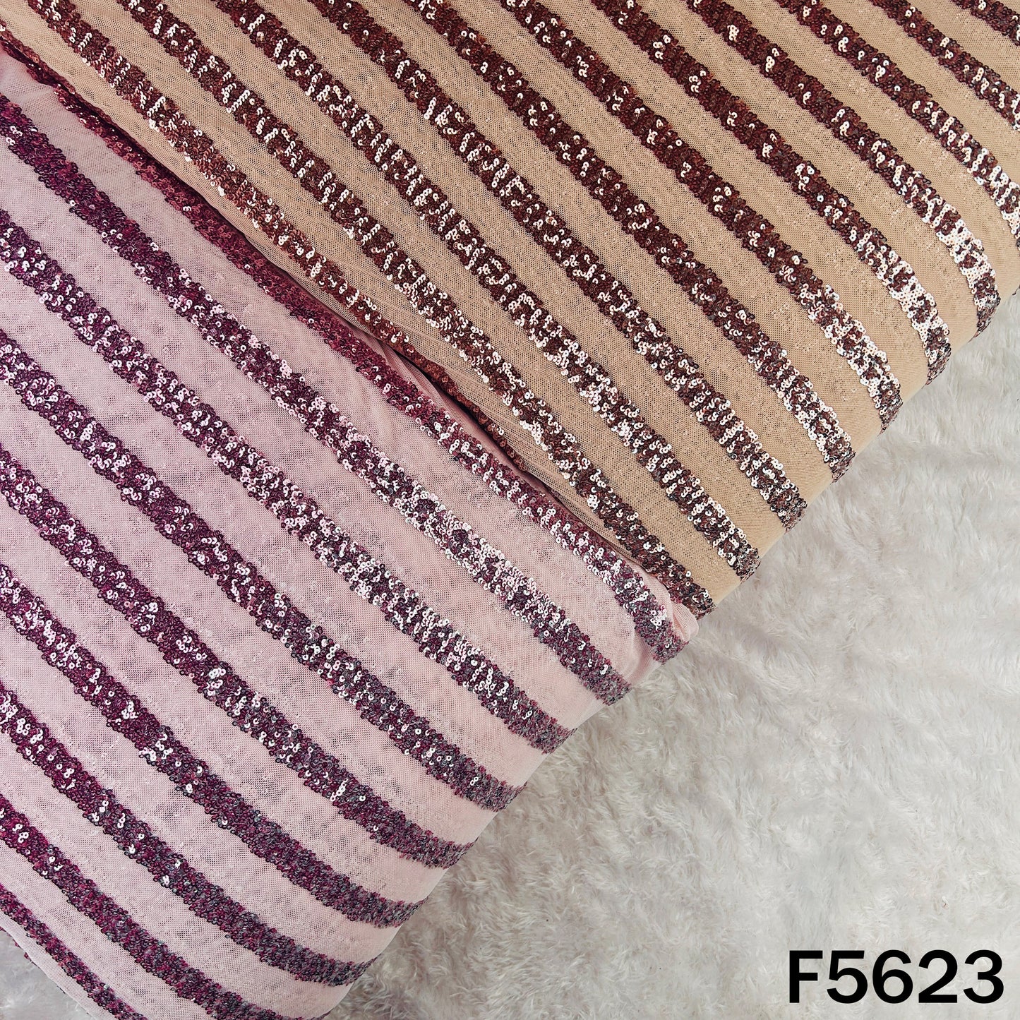 Ombre Shade Sequins Work Lycra Net Fabric - F5623