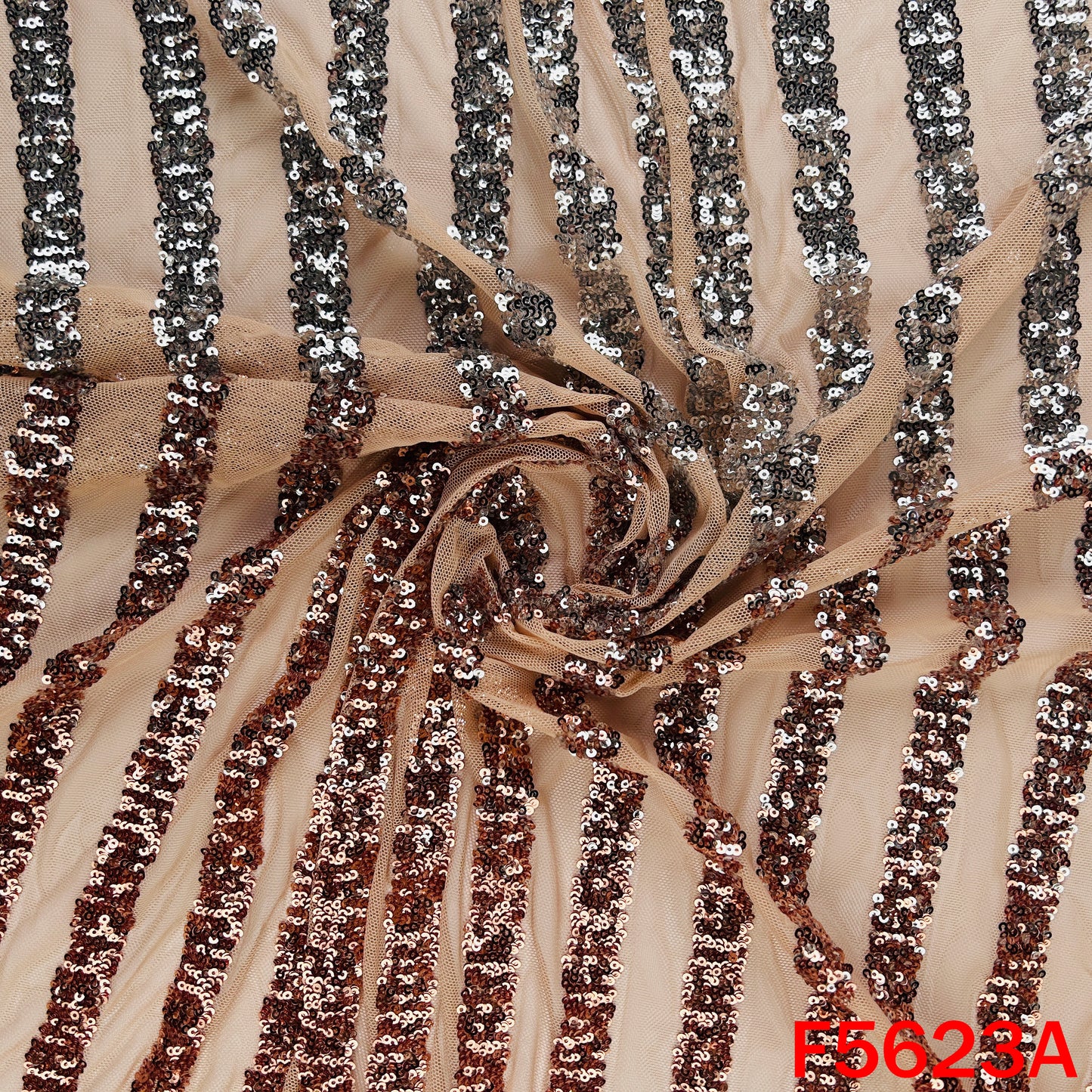 Ombre Shade Sequins Work Lycra Net Fabric - F5623