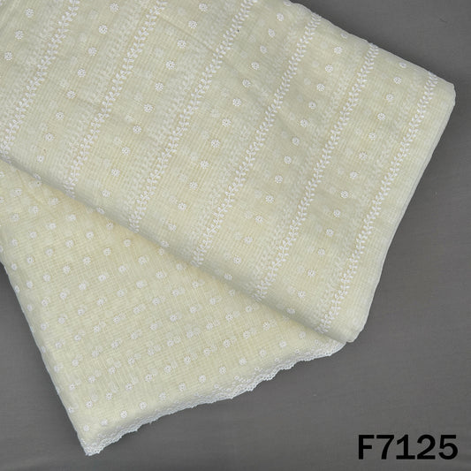 Thread Embroidered Kota Cotton Fabric - F7125