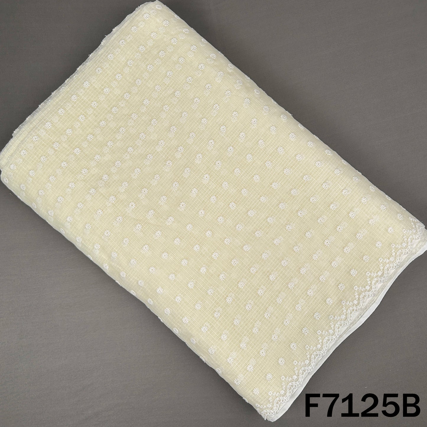 Thread Embroidered Kota Cotton Fabric - F7125