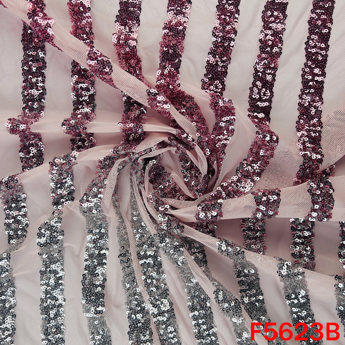 Ombre Shade Sequins Work Lycra Net Fabric - F5623