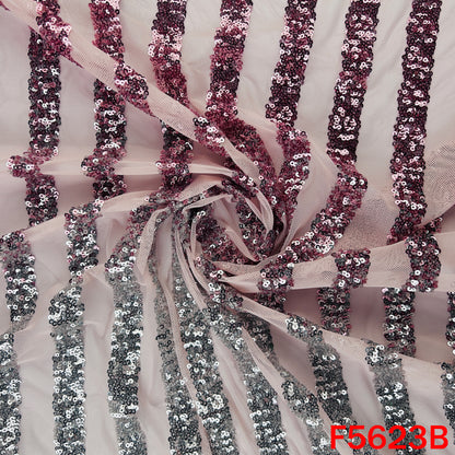 Ombre Shade Sequins Work Lycra Net Fabric - F5623