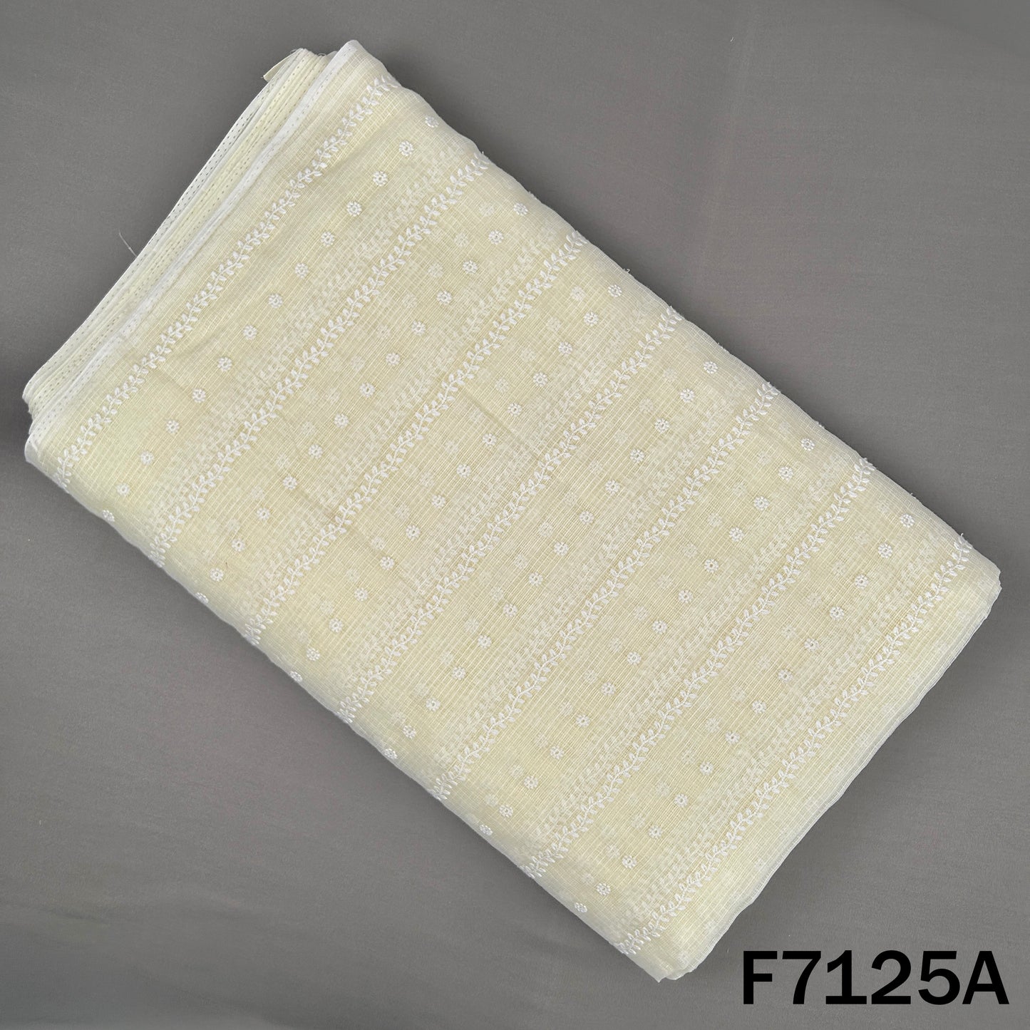 Thread Embroidered Kota Cotton Fabric - F7125