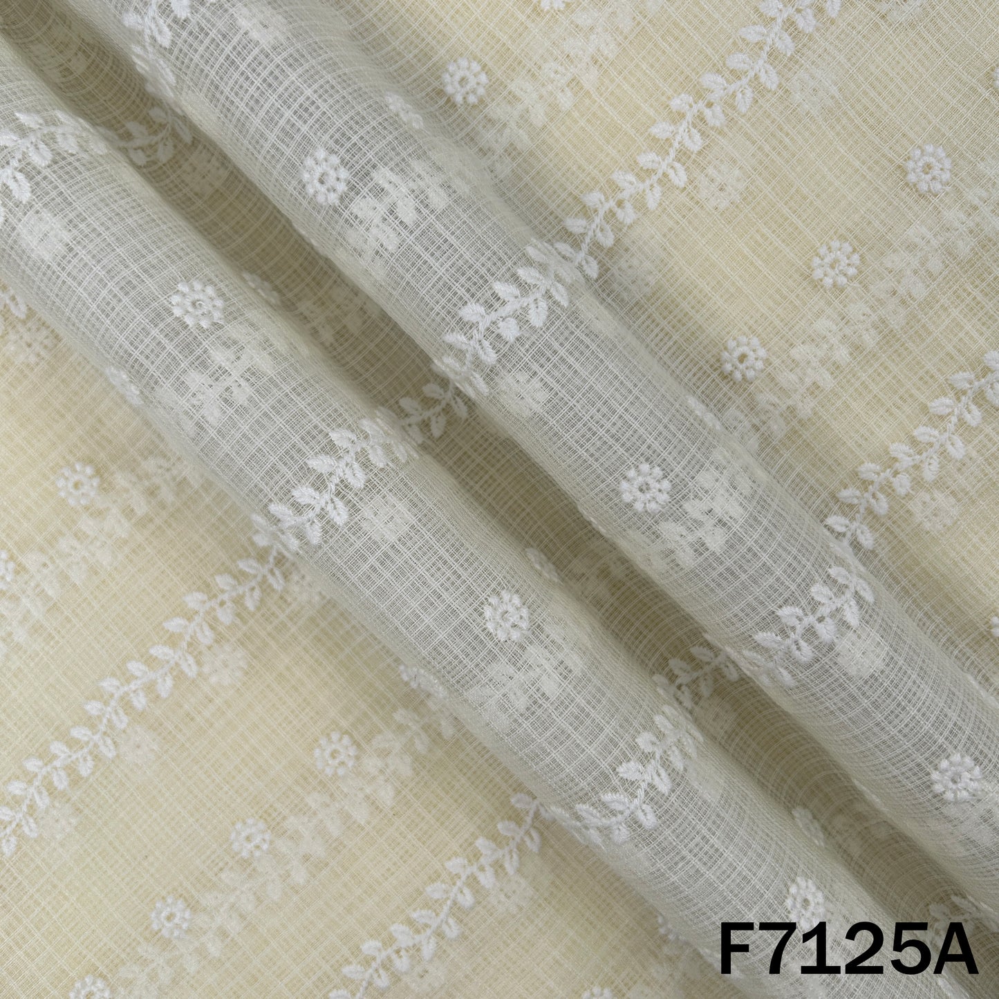 Thread Embroidered Kota Cotton Fabric - F7125
