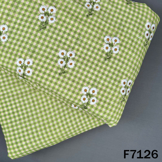 Thread Embroidered Linen Fabric - F7126
