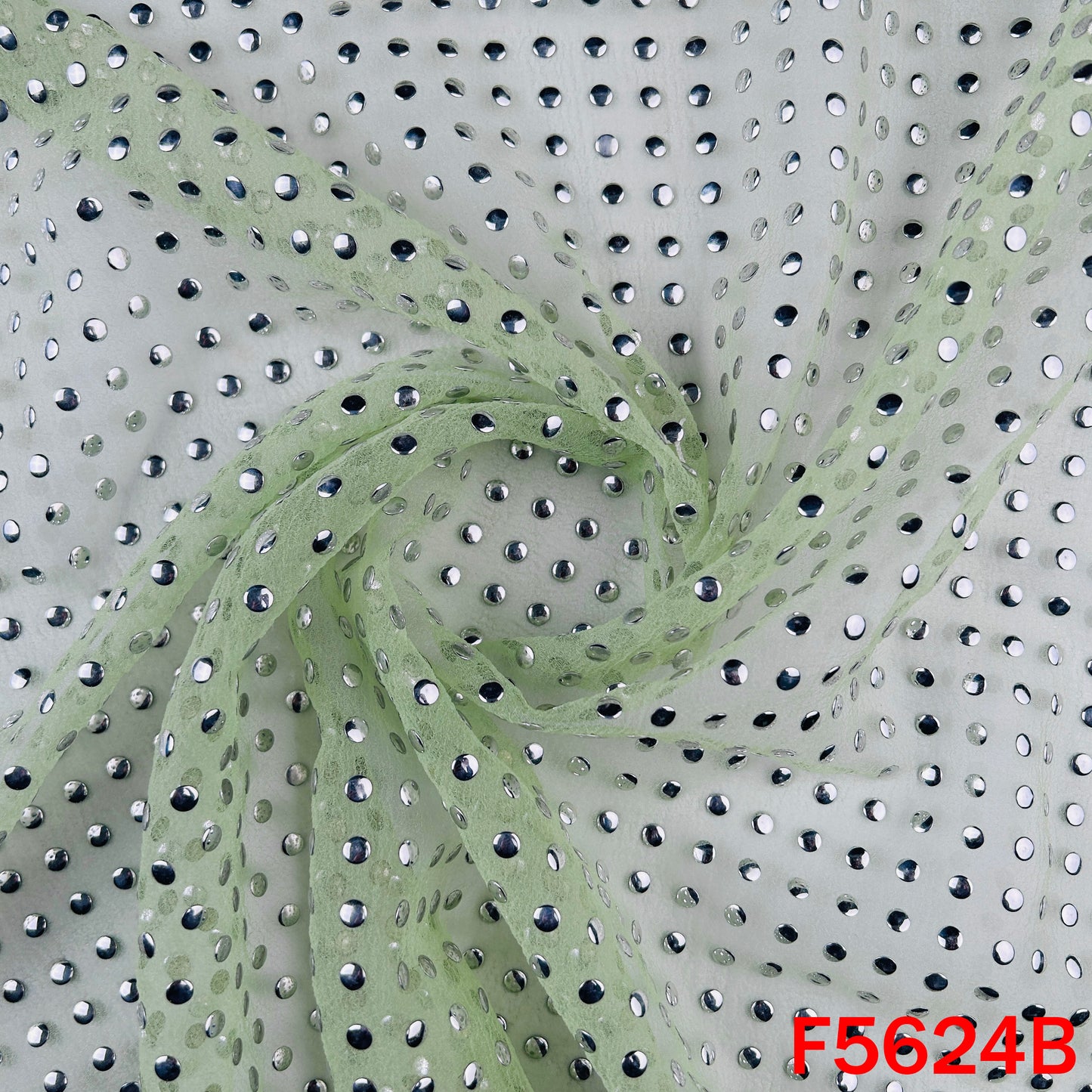 Dew Drops Pasted Mukaish Work Georgette Fabric - F5624