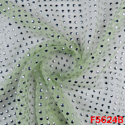Dew Drops Pasted Mukaish Work Georgette Fabric - F5624