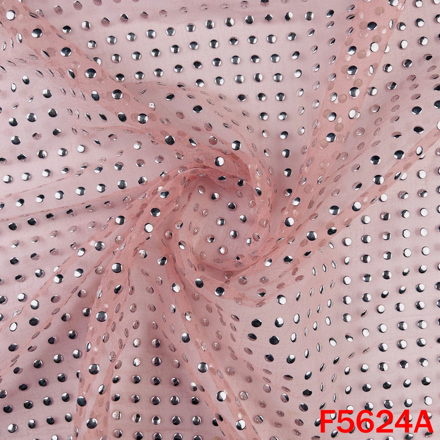 Dew Drops Pasted Mukaish Work Georgette Fabric - F5624