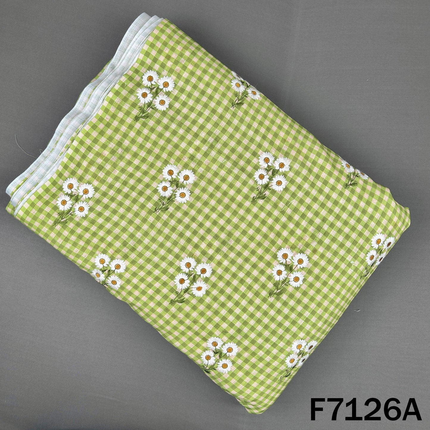 Thread Embroidered Linen Fabric - F7126