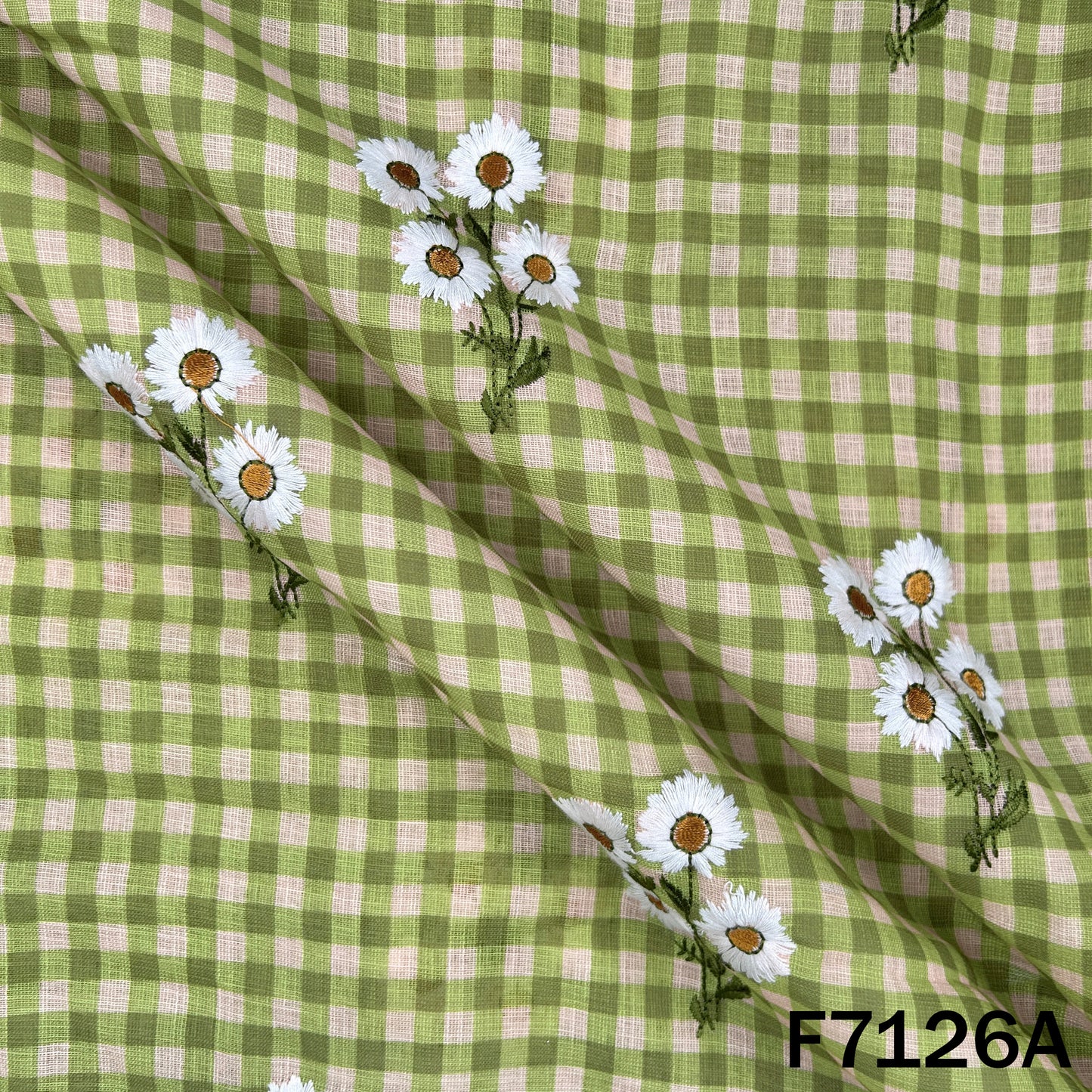 Thread Embroidered Linen Fabric - F7126
