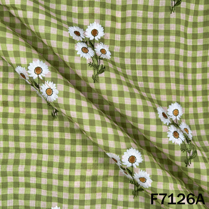 Thread Embroidered Linen Fabric - F7126