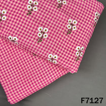 Thread Embroidered Linen Fabric - F7127