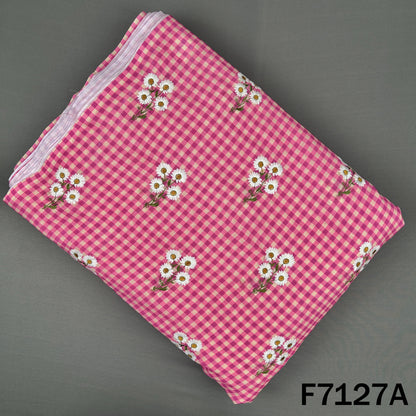 Thread Embroidered Linen Fabric - F7127