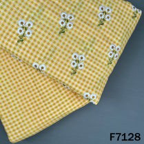Thread Embroidered Linen Fabric - F7128