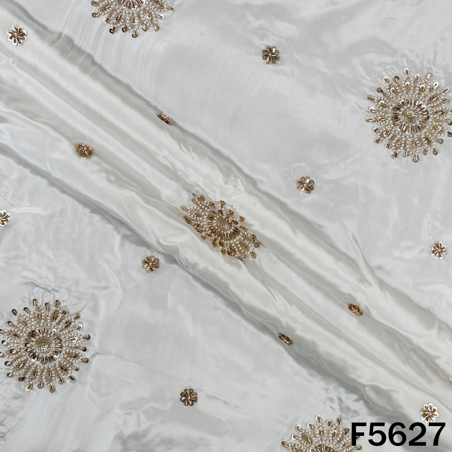 Dyeable Cut Dana Zari Sequins Work Crepe Fabric - F5627