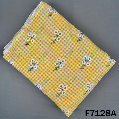 Thread Embroidered Linen Fabric - F7128