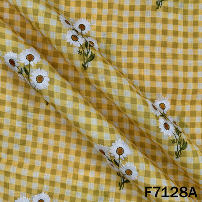 Thread Embroidered Linen Fabric - F7128