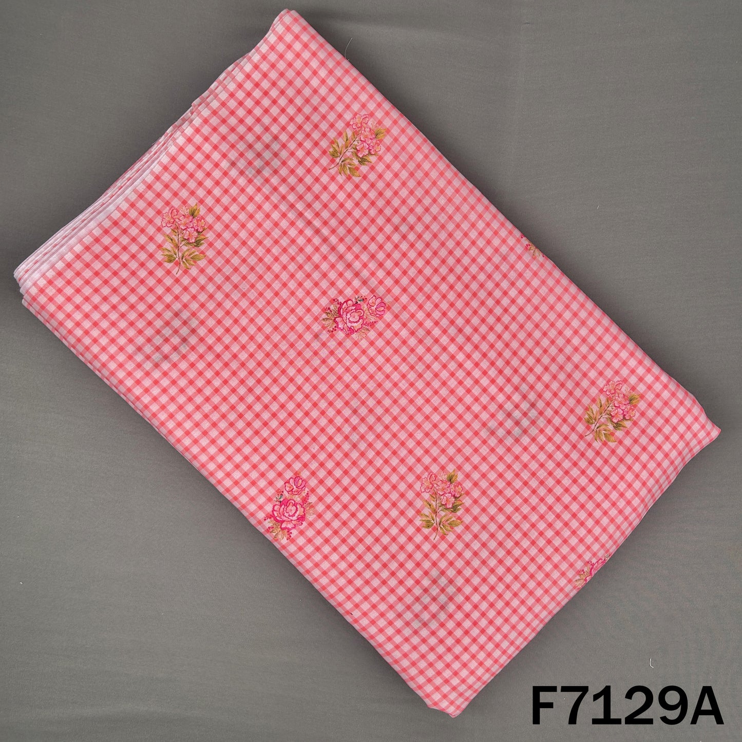 Check Print Cambric Cotton Fabric - F7129