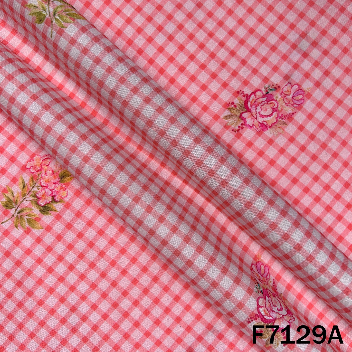 Check Print Cambric Cotton Fabric - F7129