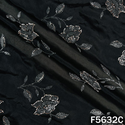 Cut Dana Sequins Work Chinnon Chiffon Fabric - F5632